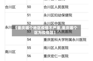 【重庆哪个地区疫情不严重,重庆哪个区为疫情区】