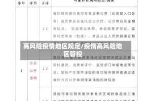 高风险疫情地区规定/疫情高风险地区管控