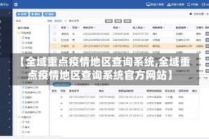 【全域重点疫情地区查询系统,全域重点疫情地区查询系统官方网站】