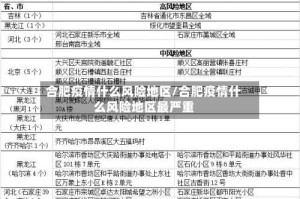 合肥疫情什么风险地区/合肥疫情什么风险地区最严重