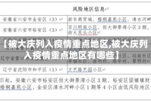 【被大庆列入疫情重点地区,被大庆列入疫情重点地区有哪些】