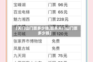 【天门山门票多少钱,韶关天门山门票多少钱】