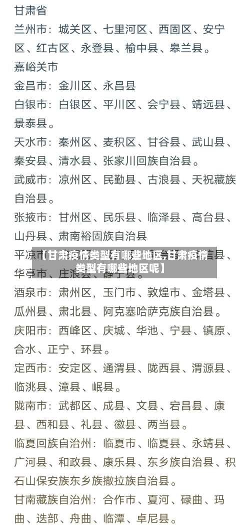 【甘肃疫情类型有哪些地区,甘肃疫情类型有哪些地区呢】-第1张图片