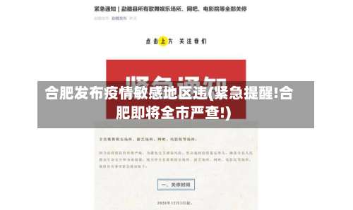 合肥发布疫情敏感地区违(紧急提醒!合肥即将全市严查!)-第2张图片